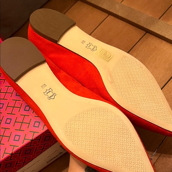 Tori Burch Red Suede Lucia Flats - Picture 2 of 5